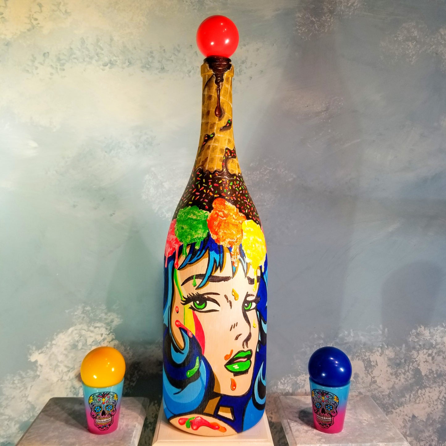 Popademic - SHERRY SUGARSPRINKLES - Original Painted Bottle - Joey & Rhonda Havlock