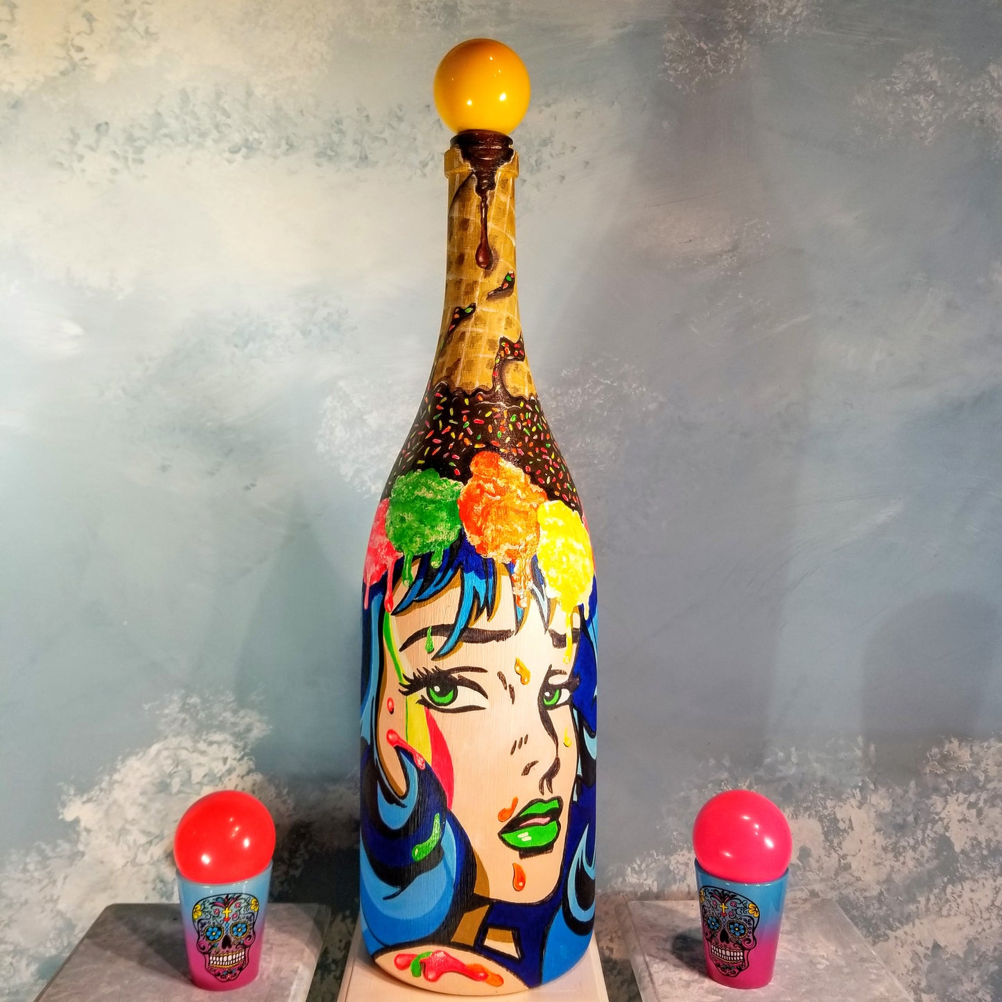 Popademic - SHERRY SUGARSPRINKLES - Original Painted Bottle - Joey & Rhonda Havlock