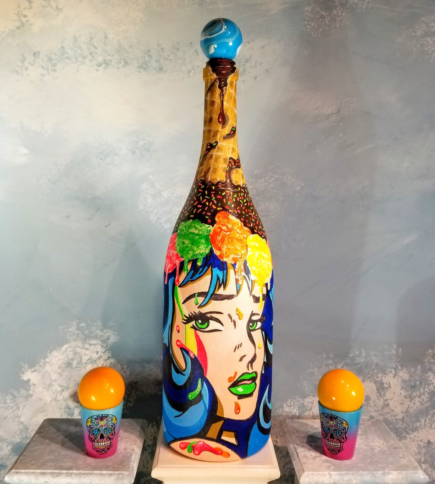 Popademic - SHERRY SUGARSPRINKLES - Original Painted Bottle - Joey & Rhonda Havlock