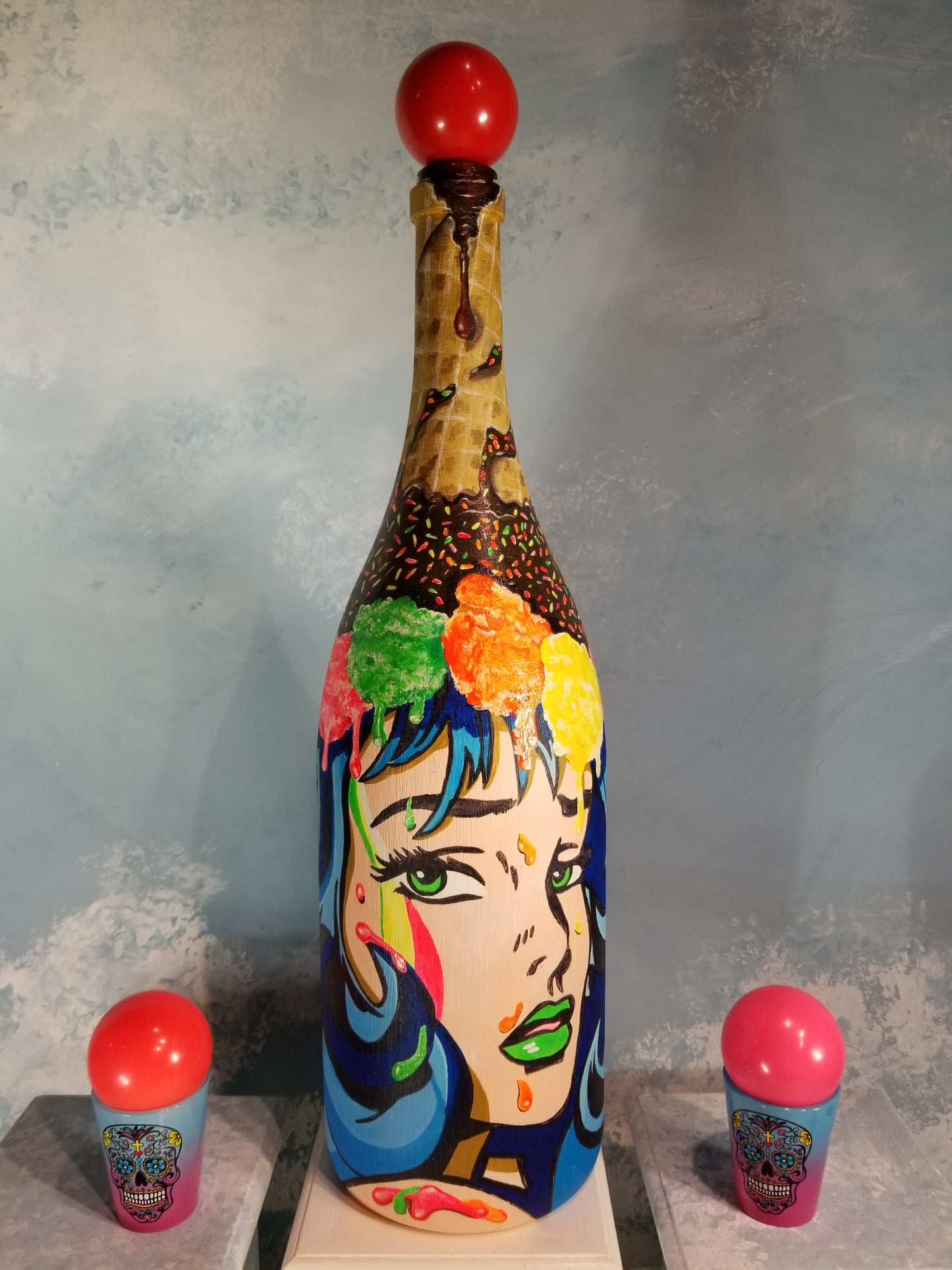 Popademic - SHERRY SUGARSPRINKLES - Original Painted Bottle - Joey & Rhonda Havlock