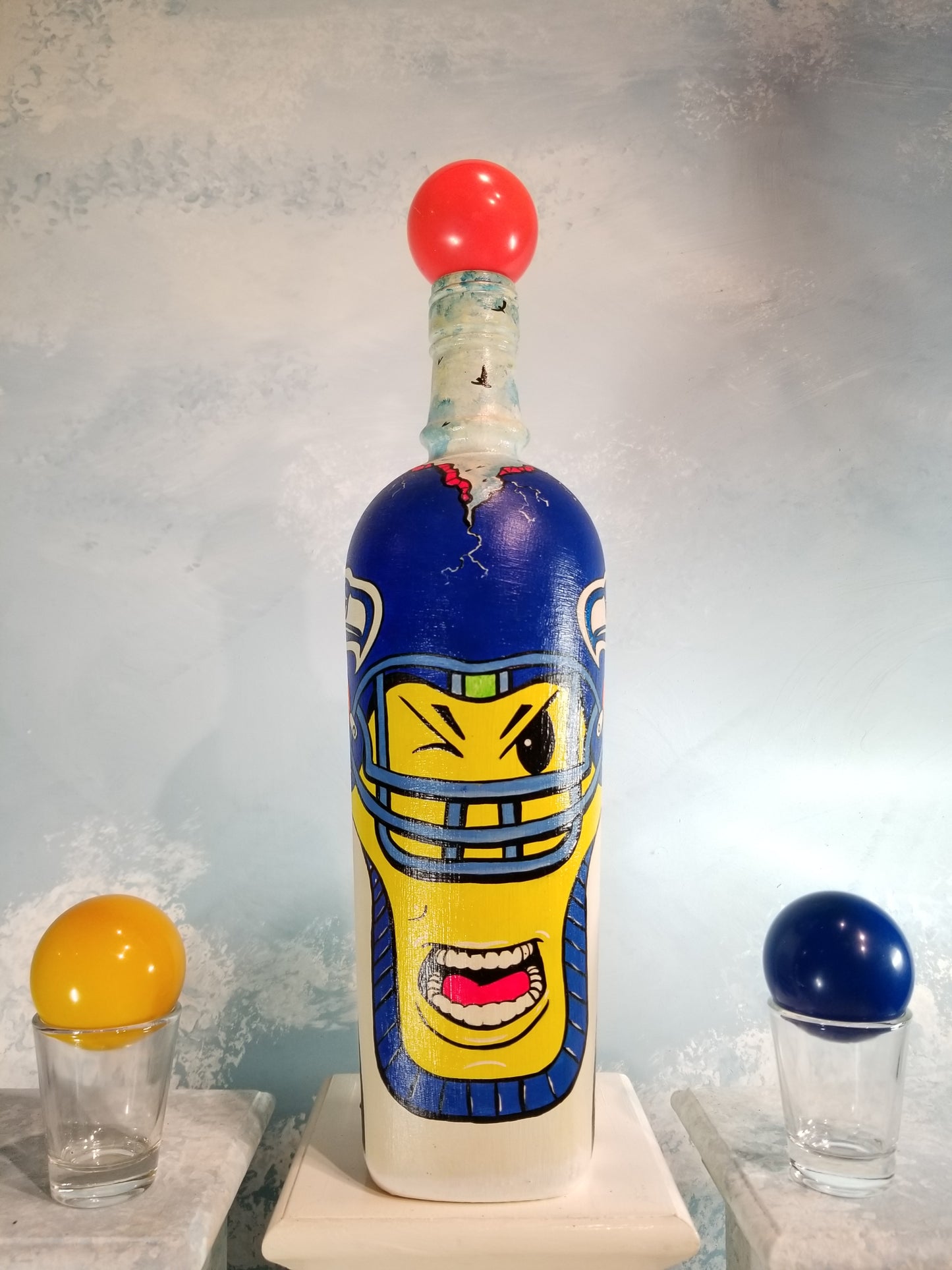 Popademic - SKULLCRACKER - SQUAWKING SAM (Seattle Seahawks) - Original Painted Bottle - Joey & Rhonda Havlock