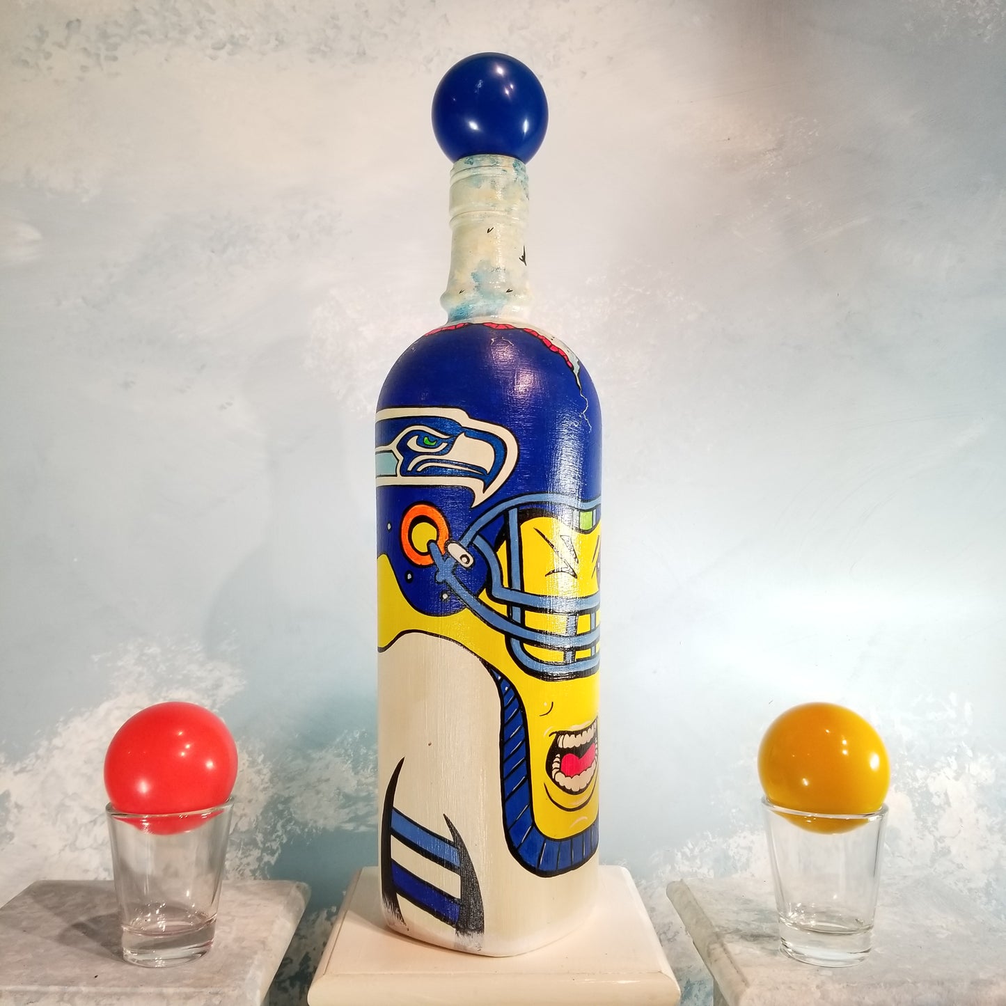 Popademic - SKULLCRACKER - SQUAWKING SAM (Seattle Seahawks) - Original Painted Bottle - Joey & Rhonda Havlock