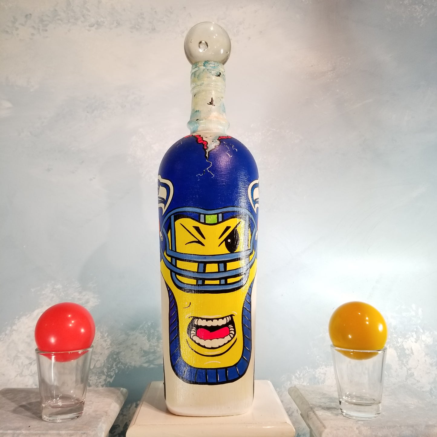 Popademic - SKULLCRACKER - SQUAWKING SAM (Seattle Seahawks) - Original Painted Bottle - Joey & Rhonda Havlock