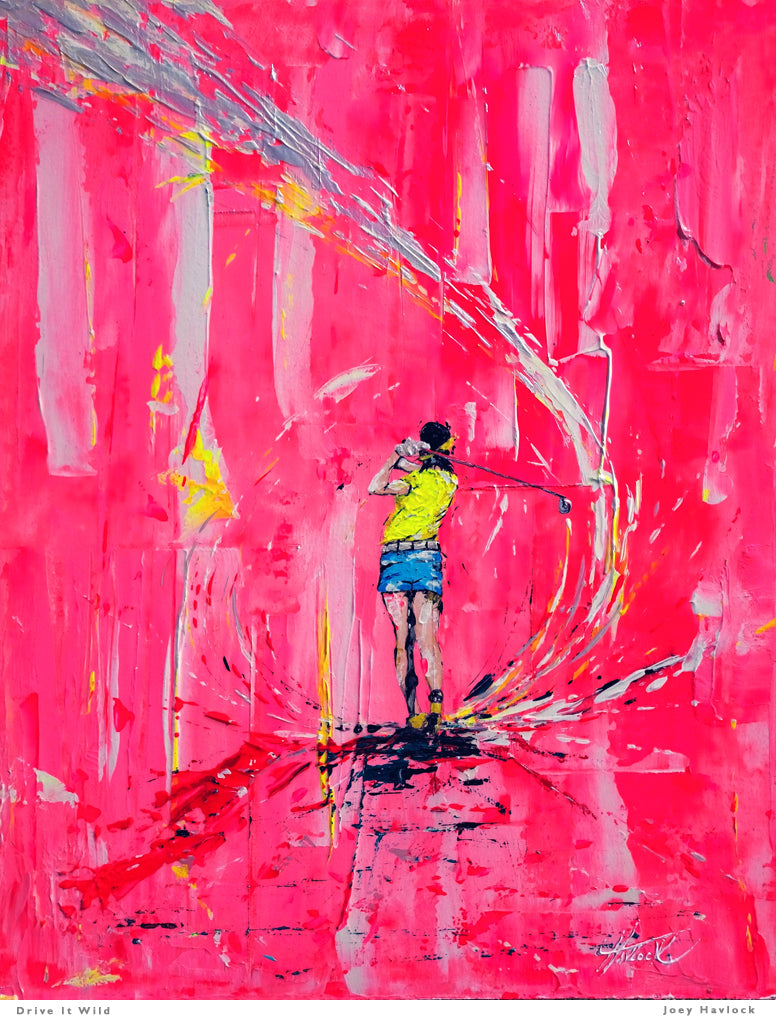 DRIVE IT WILD - Original Painting - SWINGERS - Impressionist Golf Series by Joey Havlock