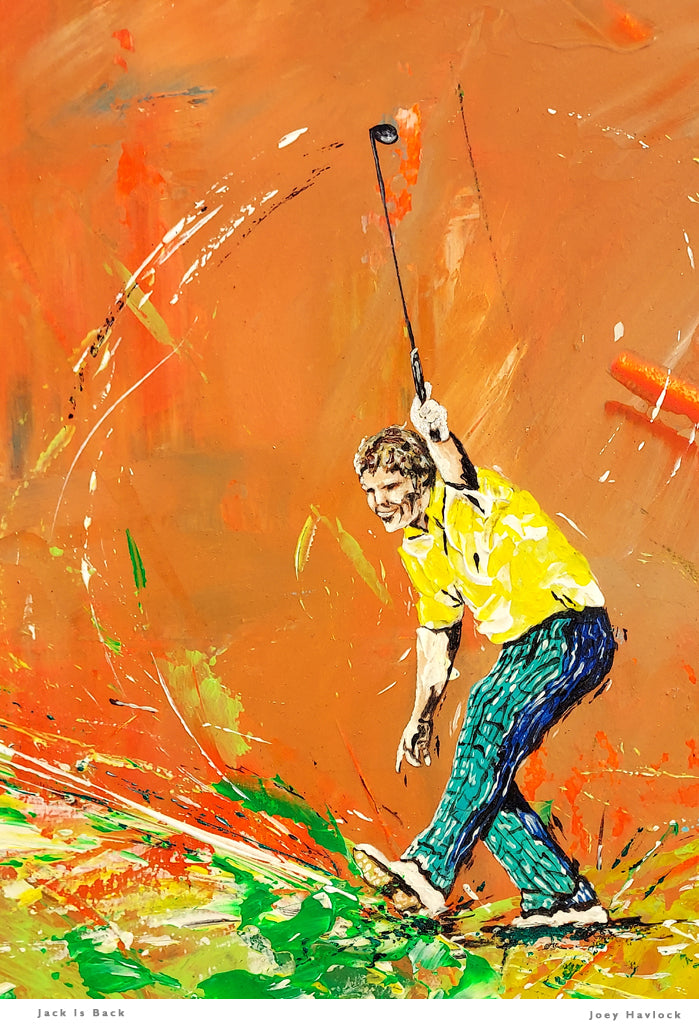 JACK IS BACK - Original Painting - SWINGERS - Impressionist Golf Series by Joey Havlock