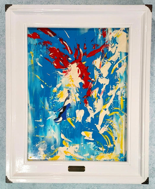 The Enlightened Cock - Oil on Board - Rooster Painting Framed - Joey Havlock
