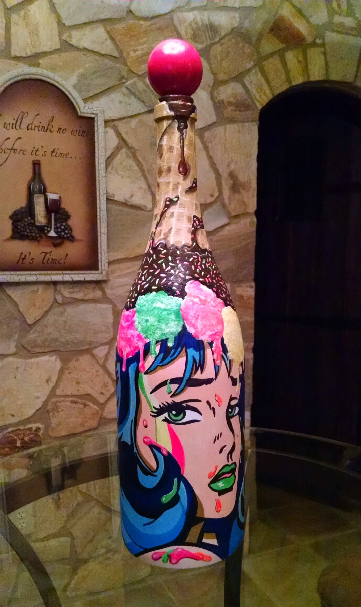 Popademic - SHERRY SUGARSPRINKLES - Original Painted Bottle - Joey & Rhonda Havlock