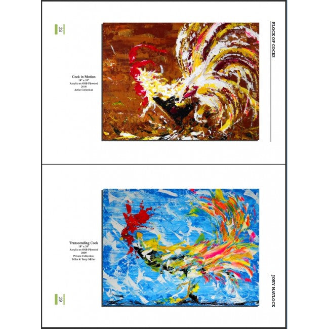 FLOCK of COCKS - Rooster Paintings - Limited Edition /250 Hardcover Book - The Art of Joey Havlock