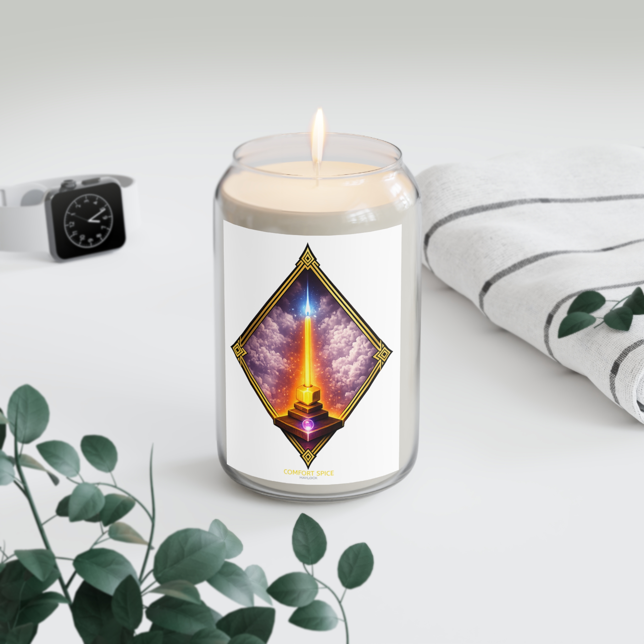 GOLDEN LIGHT - Scented Soy Candle, - Vanilla or Spice - Candlesticks Collection - Image 4