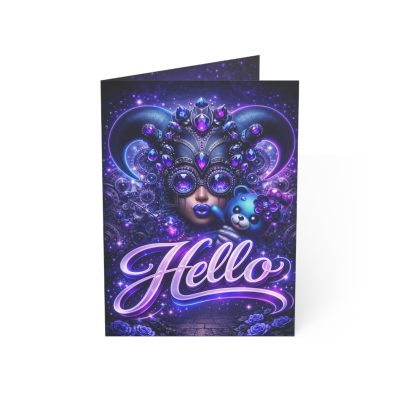 HELLO Greeting Card - You're On My Mind - EntheoPOP Jesterama Collection - Cyber Goth Teddy