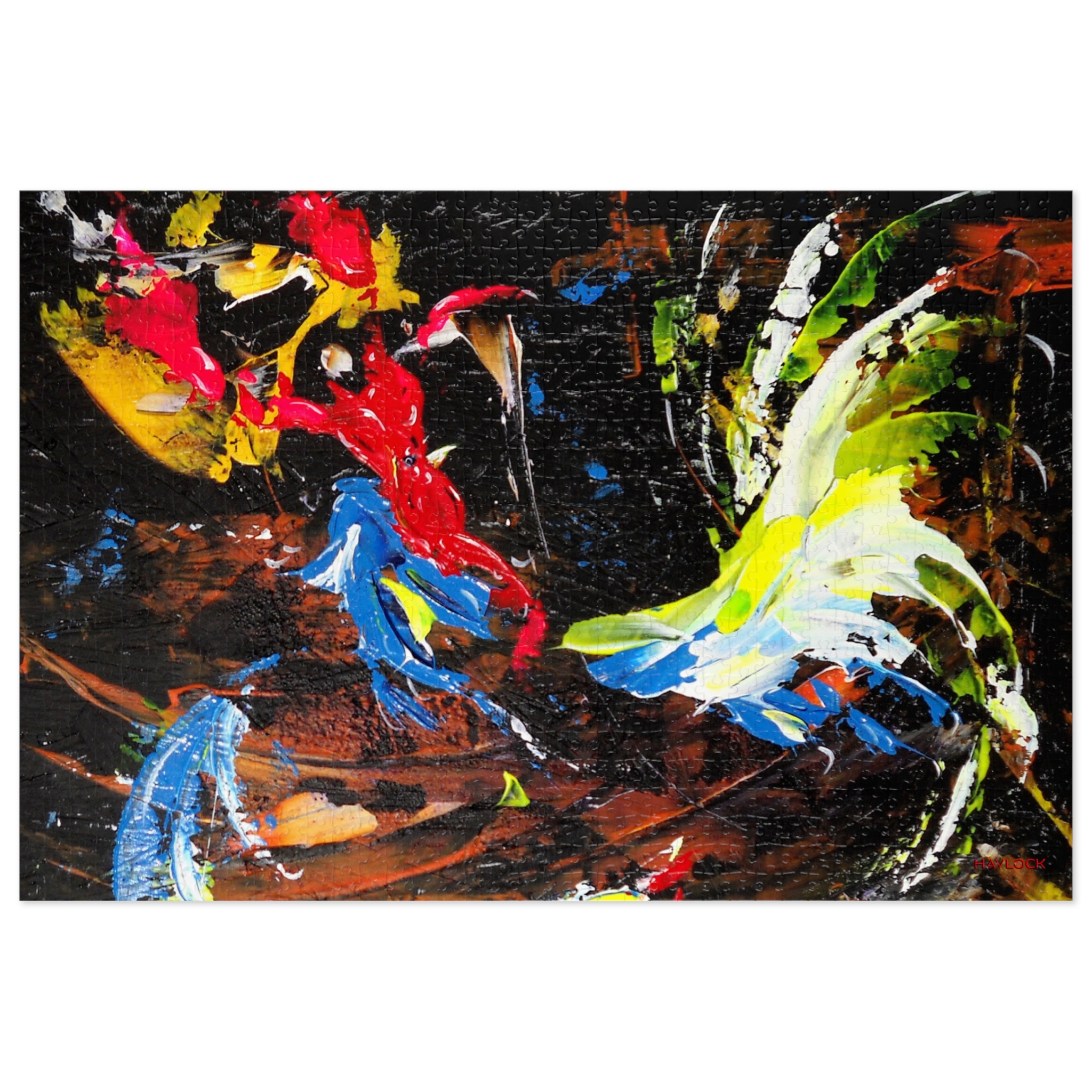 STOCK COCK AND STARE - Rooster Paintings - Jigsaw Puzzle (1000-Piece) - Image 2
