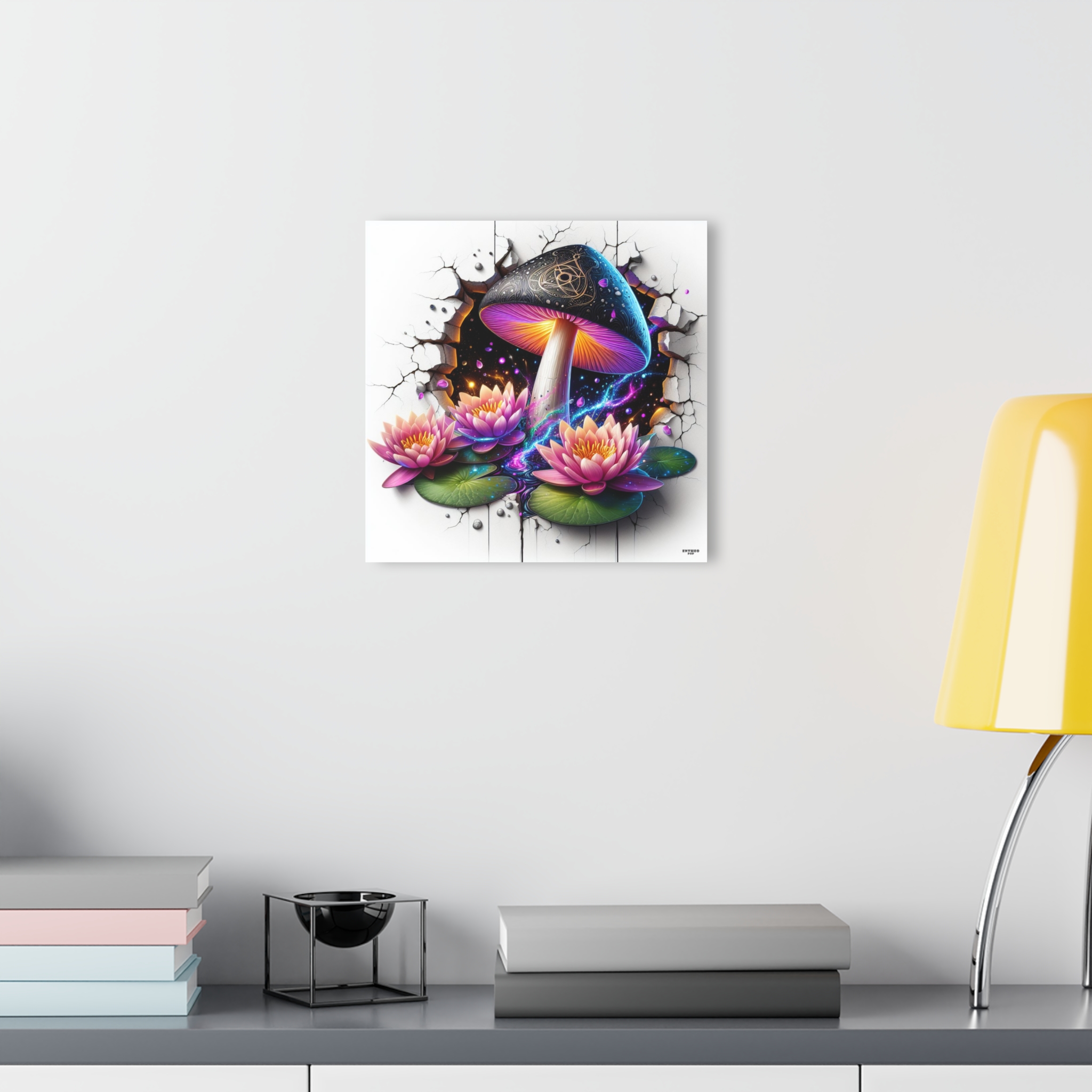 Acrylic Print - CRACKED AWAKENING - Mushroom Magnificence Collection - Shroomarooma - 12" French Cleat Hanging - Image 3