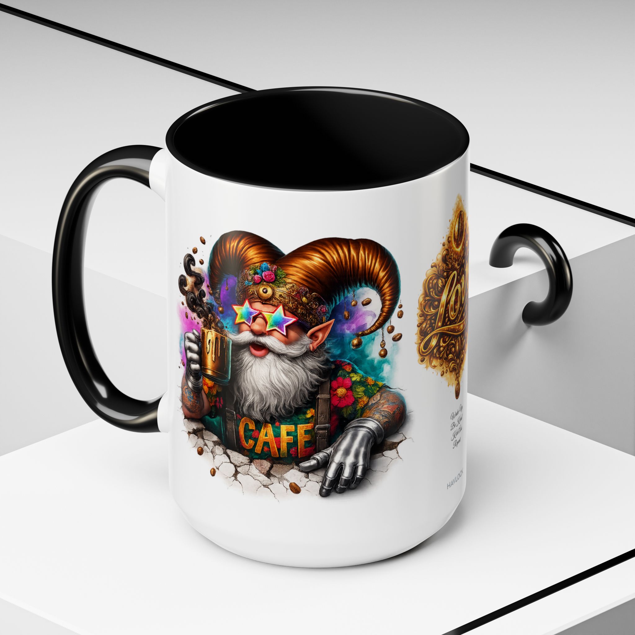 LOVE Mug Large 15oz Colorful Mug - GnomePOP Coffee Collection - CINNAMIN CARL'S CAFE