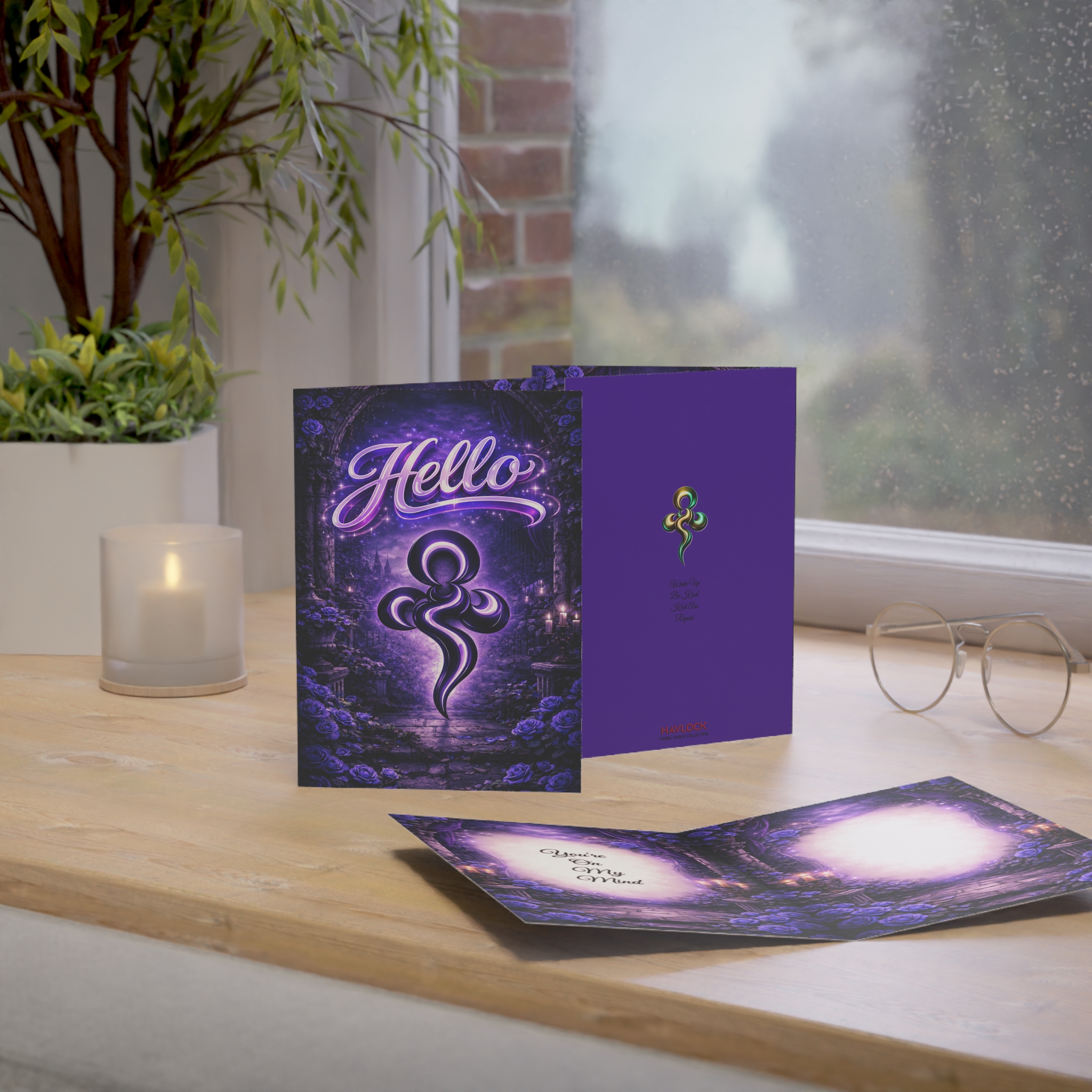 HELLO Greeting Card - You're On My Mind - Tribal Dance Collection - Purple Haze - Image 3