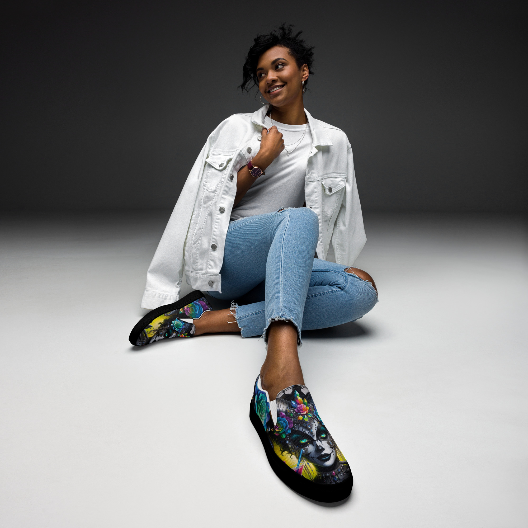 Women’s Slip-On Canvas Shoes – GOTH GORGEOUS – Jesterama - Image 4