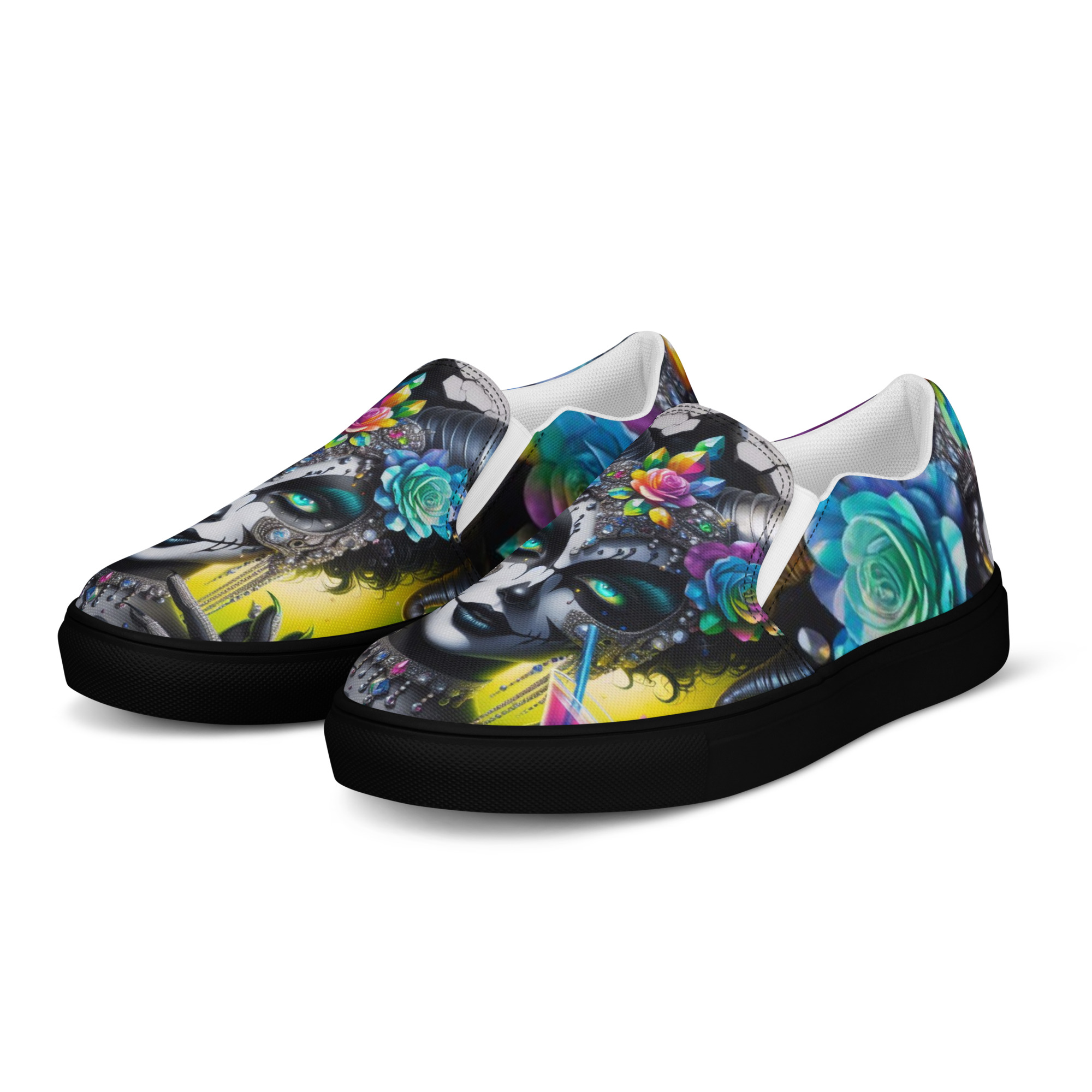 Women’s Slip-On Canvas Shoes – GOTH GORGEOUS – Jesterama - Image 11