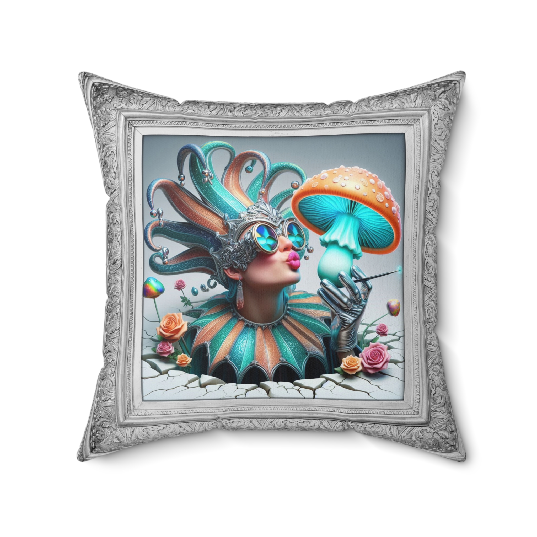 CRUSH KISS - ShroomaRooma Collection ~ 20" Square Throw Pillow - Jesterama
