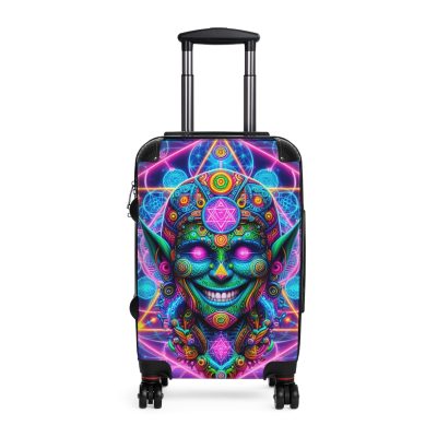 Travel Suitcase - Hard Shell - SNEAKY PETE - Machine Elves Series - 3 Sizes Available, Telescopic, Spinner Wheels, Polycarbonate & ABS Construction