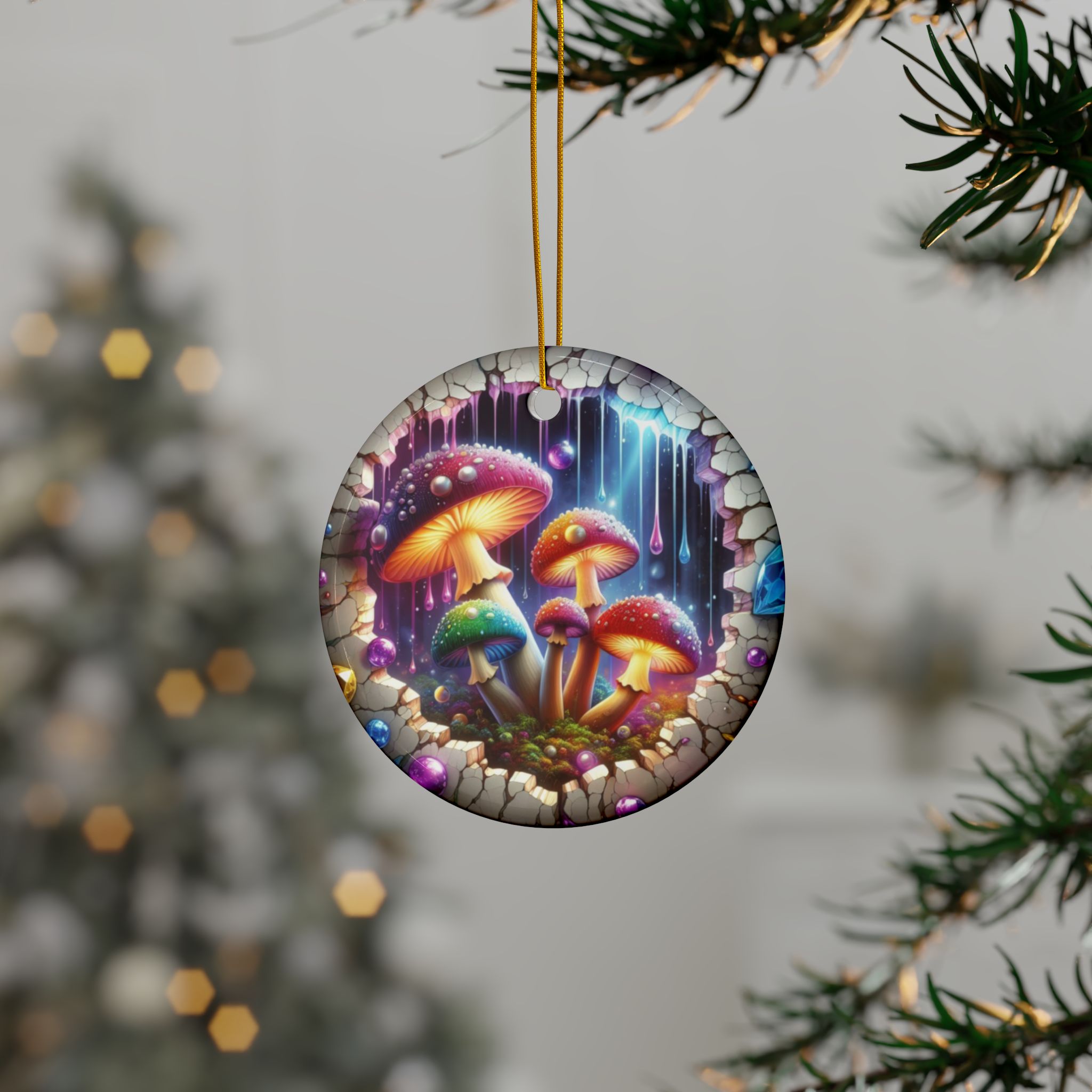 Mycelium Treasures Collection - LUMINESCENT MYCOGEMS - Ceramic Ornament - Image 3