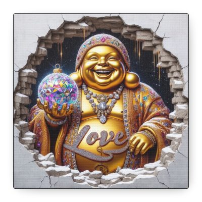 Canvas ~ SMILING BUDDHA BLING ~ Ornamenta Collection - 6x6x1.25" Deep