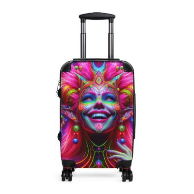 Travel Suitcase - Hard Shell - MATHILDA'S SMILE - Machine Elves Series - 3 Sizes Available, Telescopic, Spinner Wheels, Polycarbonate & ABS Construction