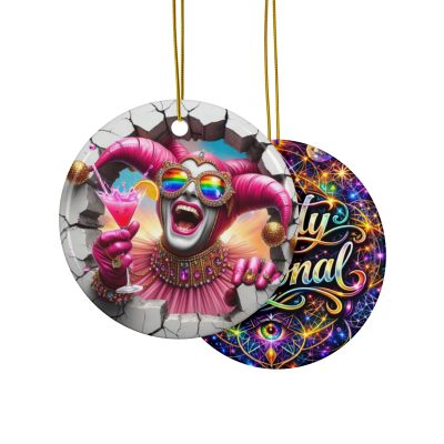 SLINKY PINK - Reality Is Optional - Ceramic Ornament - Jesterama Jesters Collection