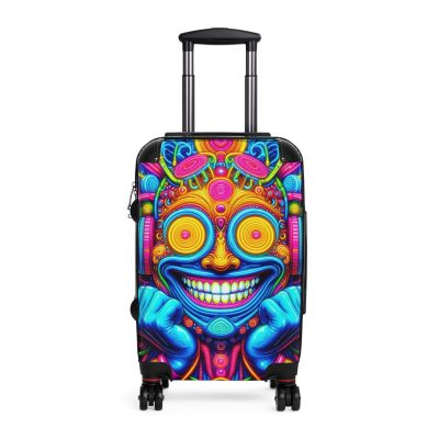 Travel Suitcase - Hard Shell - SUNNY SMILEY - Machine Elves Series - 3 Sizes Available, Telescopic, Spinner Wheels, Polycarbonate & ABS Construction