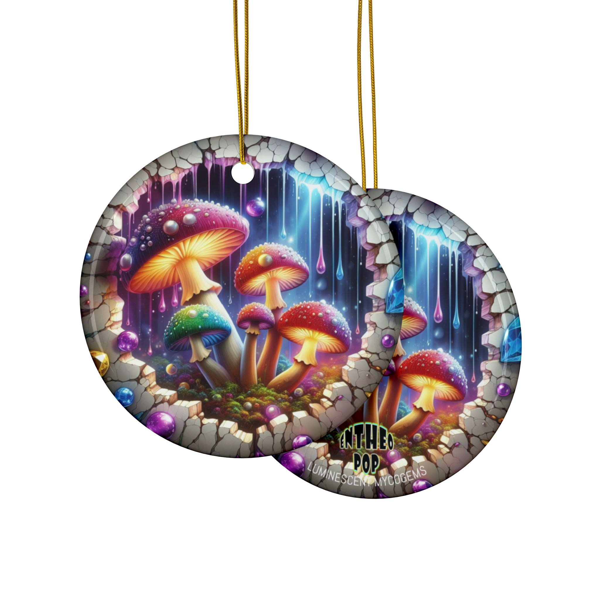 Mycelium Treasures Collection - LUMINESCENT MYCOGEMS - Ceramic Ornament