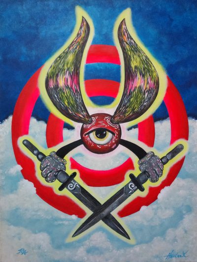 Bullseye BimDaggers - Original Painting - Joey Havlock & Rhonda Havlock collaboration