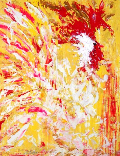 The Illuminated Cock - Original Impressionism Rooster Painting - Joey Havlock