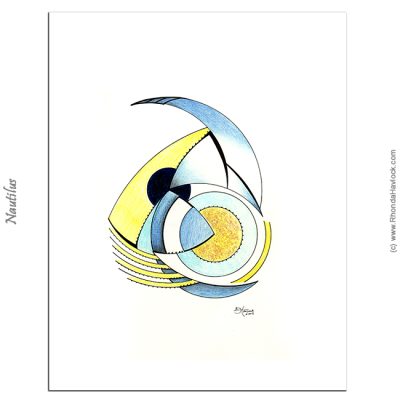 NAUTILUS - Original Drawing - Abstract Geometry, Rhonda Havlock