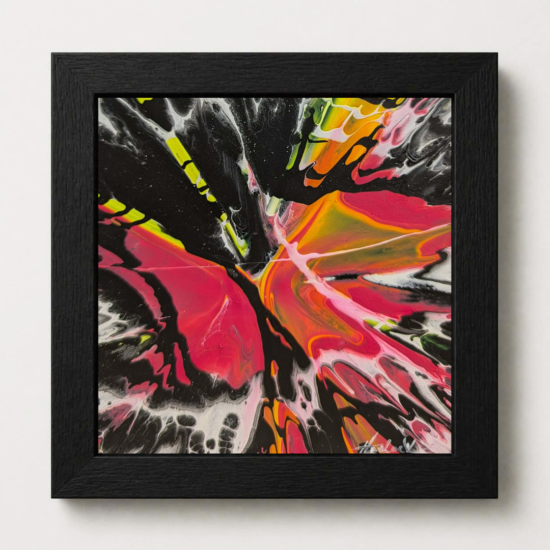 Butterfly Effect - 6"x6" - Velocity Spin Art Series - Original Painting - Framed