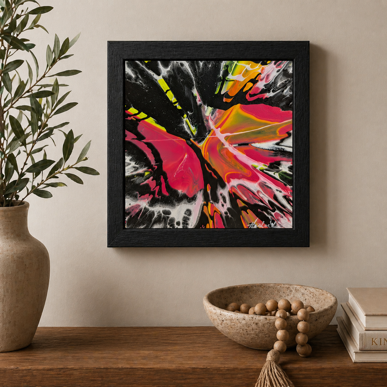 Butterfly Effect - 6"x6" - Velocity Spin Art Series - Original Painting - Framed - Image 3