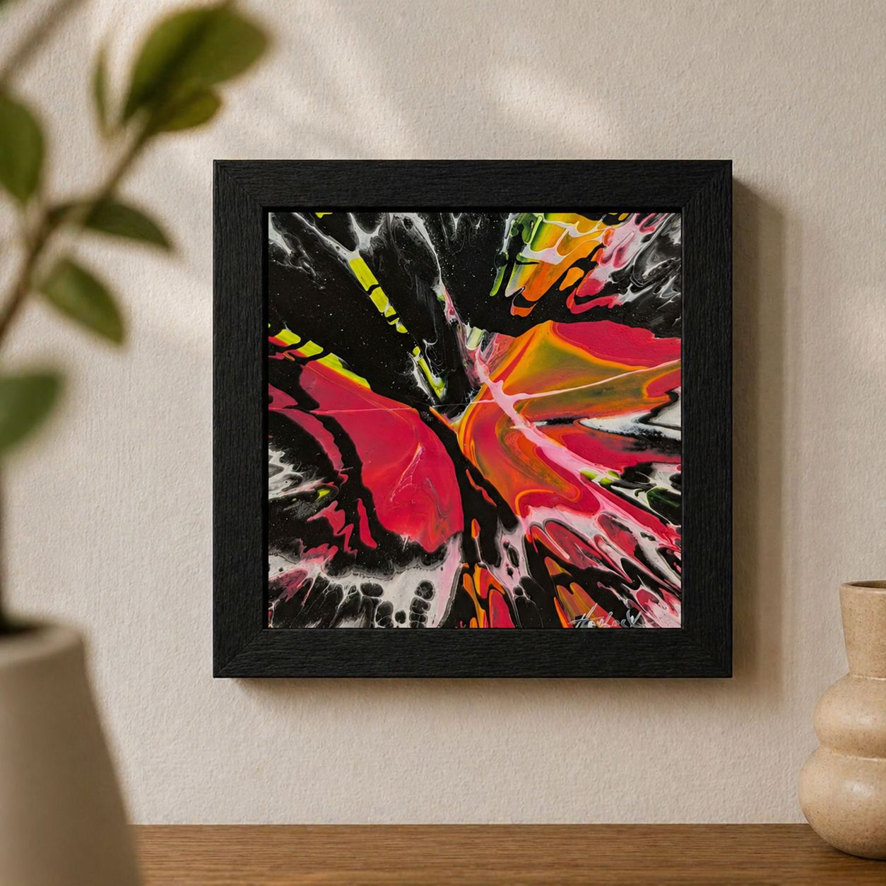 Butterfly Effect - 6"x6" - Velocity Spin Art Series - Original Painting - Framed - Image 4