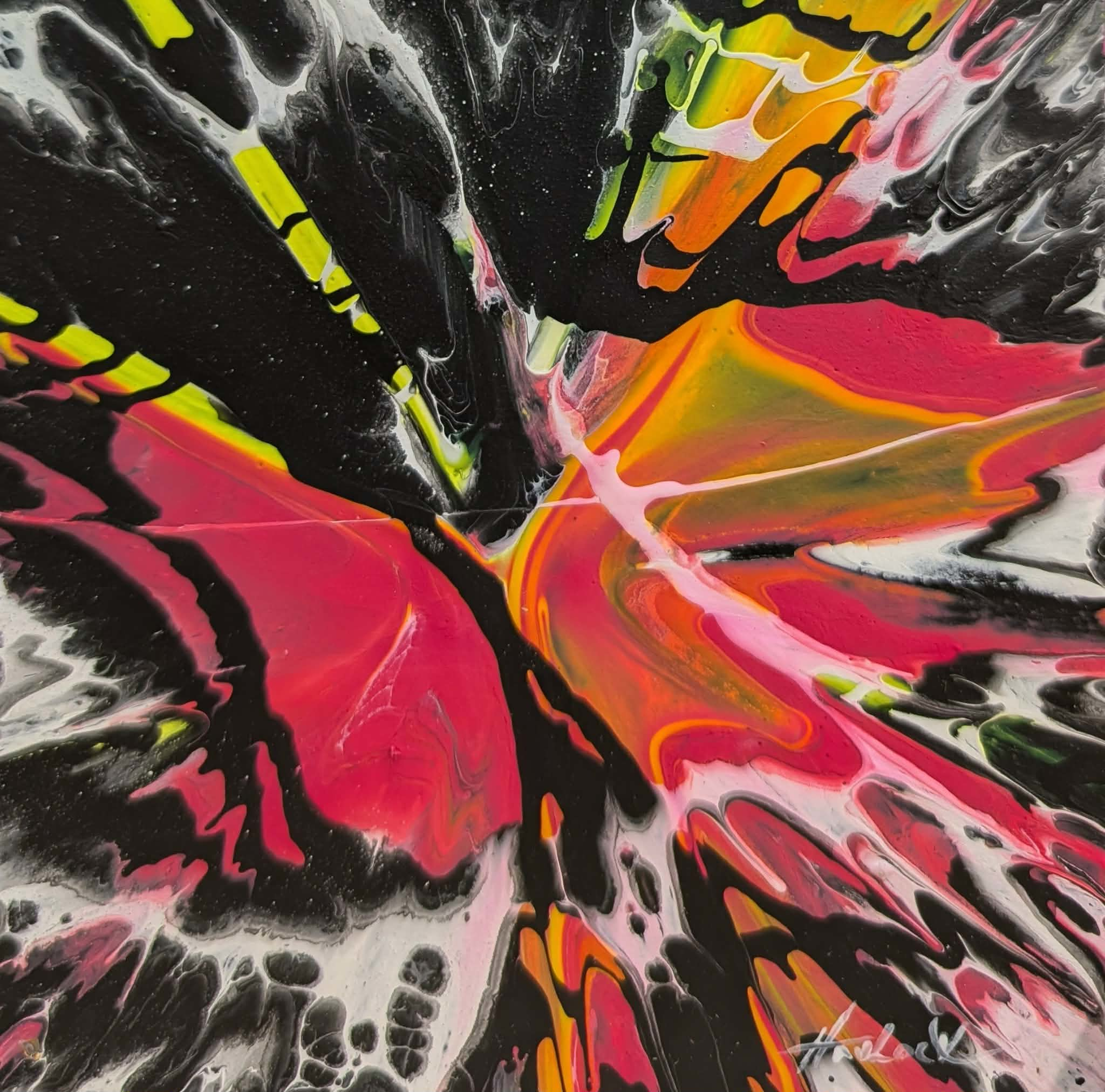 Butterfly Effect - 6"x6" - Velocity Spin Art Series - Original Painting - Framed - Image 2