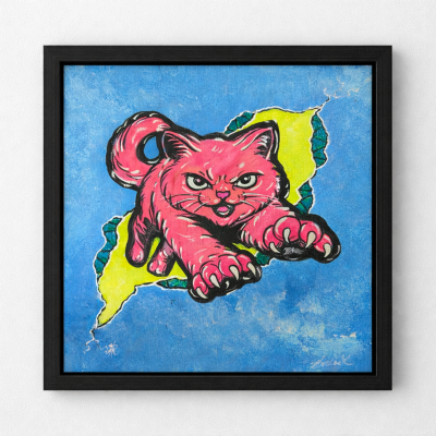 Leaping Light Claws - Cat in a Crack - Original Painting - Joey & Rhonda Havlock Collaboration