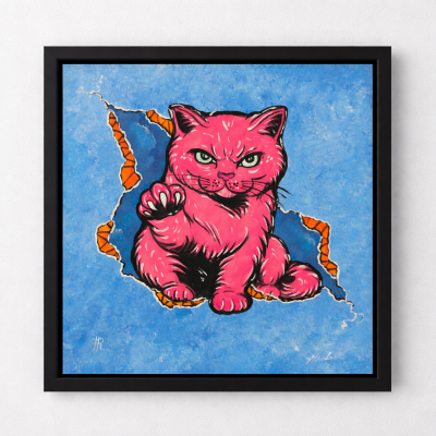 I Need to Pet You - Cat in a Crack - Original Painting - Joey & Rhonda Havlock Collaboration