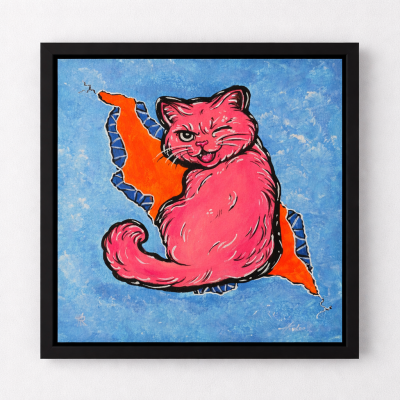 Well Hello Kitty Kitty - Cat in a Crack - Original Painting - Joey & Rhonda Havlock Collaboration
