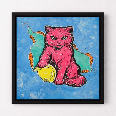 I Sit, Therefore I Rule - Cat in a Crack - Original Painting - Joey & Rhonda Havlock Collaboration