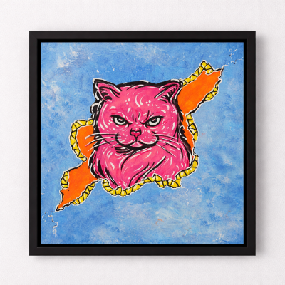 Call Me Kitty One More Time - Cat in a Crack - Original Painting - Joey & Rhonda Havlock Collaboration