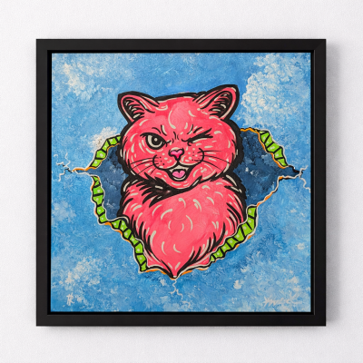 Slinky Winky Dinky - Cat in a Crack - Original Painting - Joey & Rhonda Havlock Collaboration