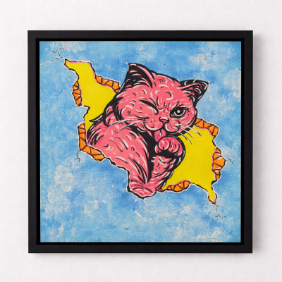 Don't Pet Me - Cat in a Crack - Original Painting - Joey & Rhonda Havlock Collaboration