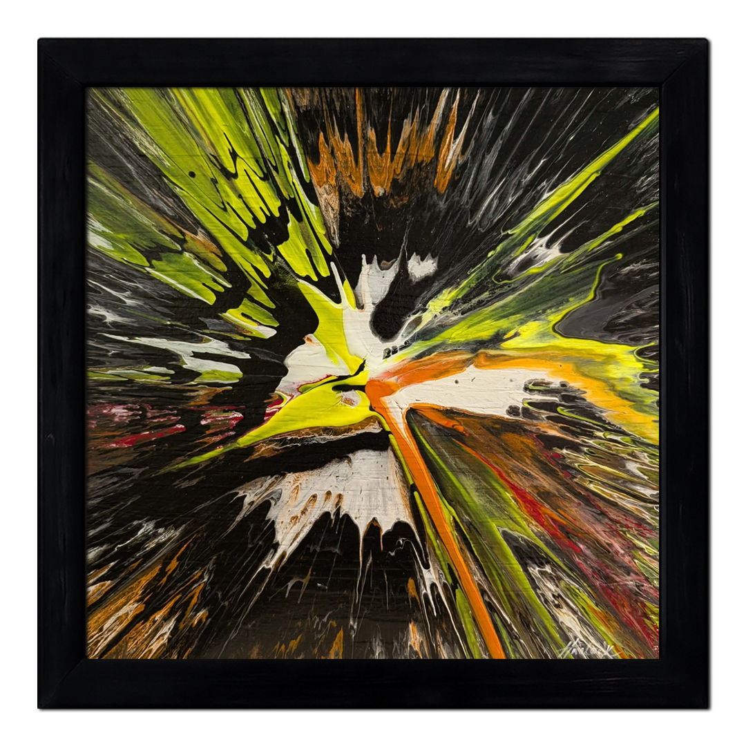 Detonation Field - 12"x12" - Velocity Spin Art Series - Original Painting - Framed