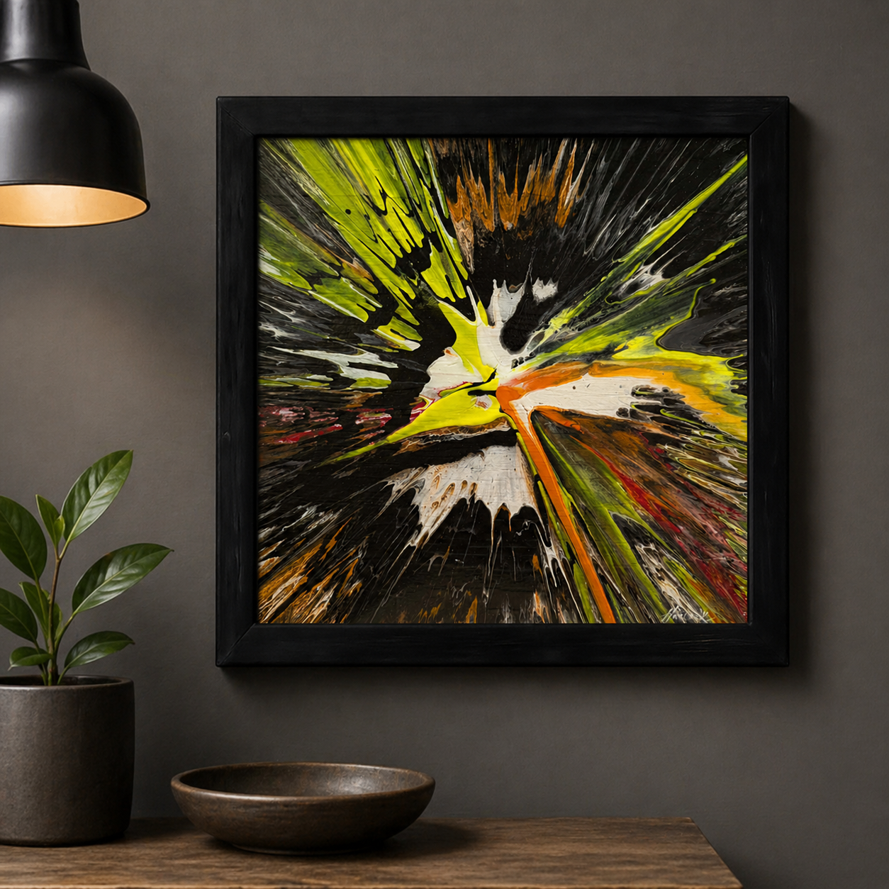 Detonation Field - 12"x12" - Velocity Spin Art Series - Original Painting - Framed - Image 5