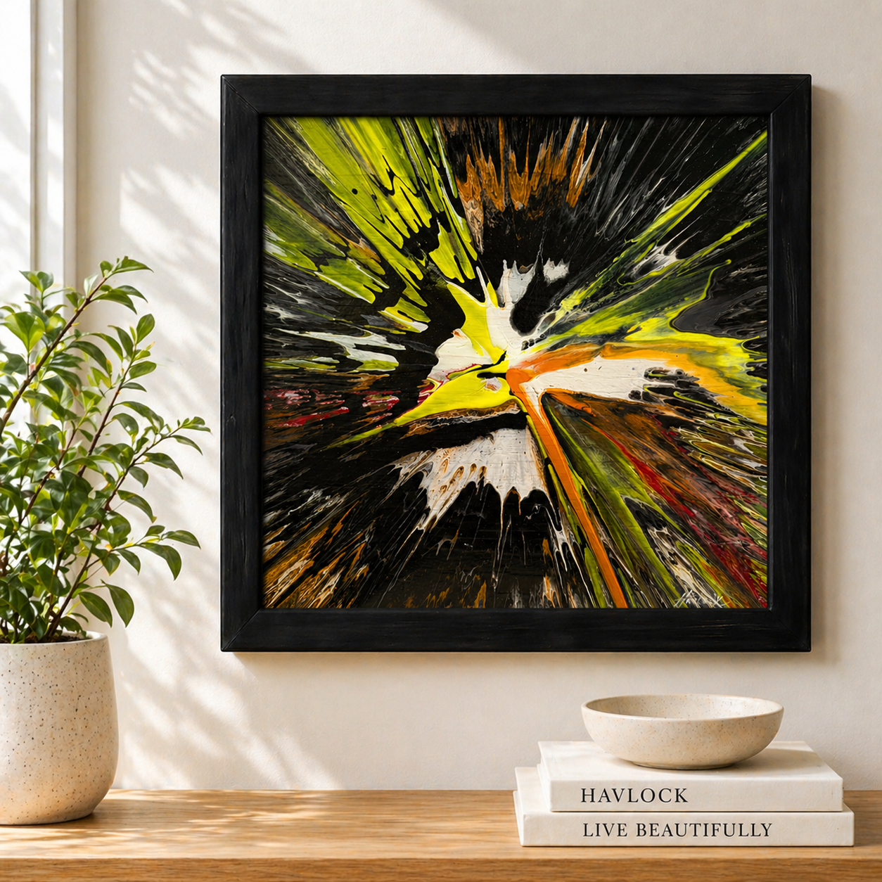 Detonation Field - 12"x12" - Velocity Spin Art Series - Original Painting - Framed - Image 4