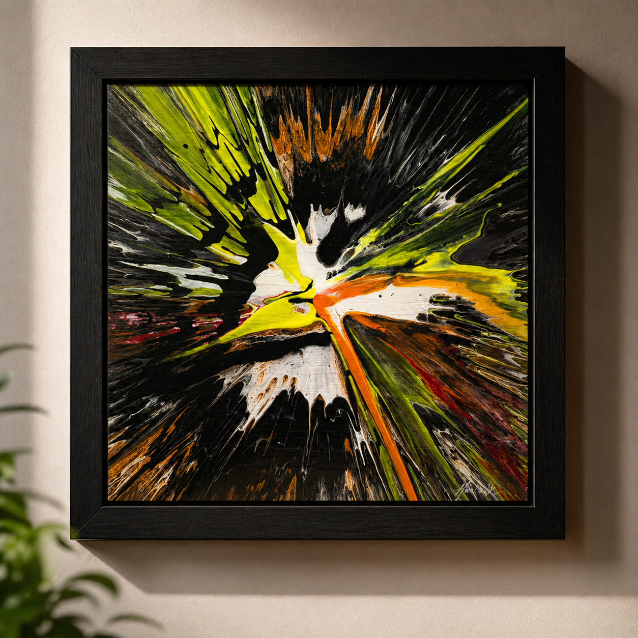Detonation Field - 12"x12" - Velocity Spin Art Series - Original Painting - Framed - Image 3