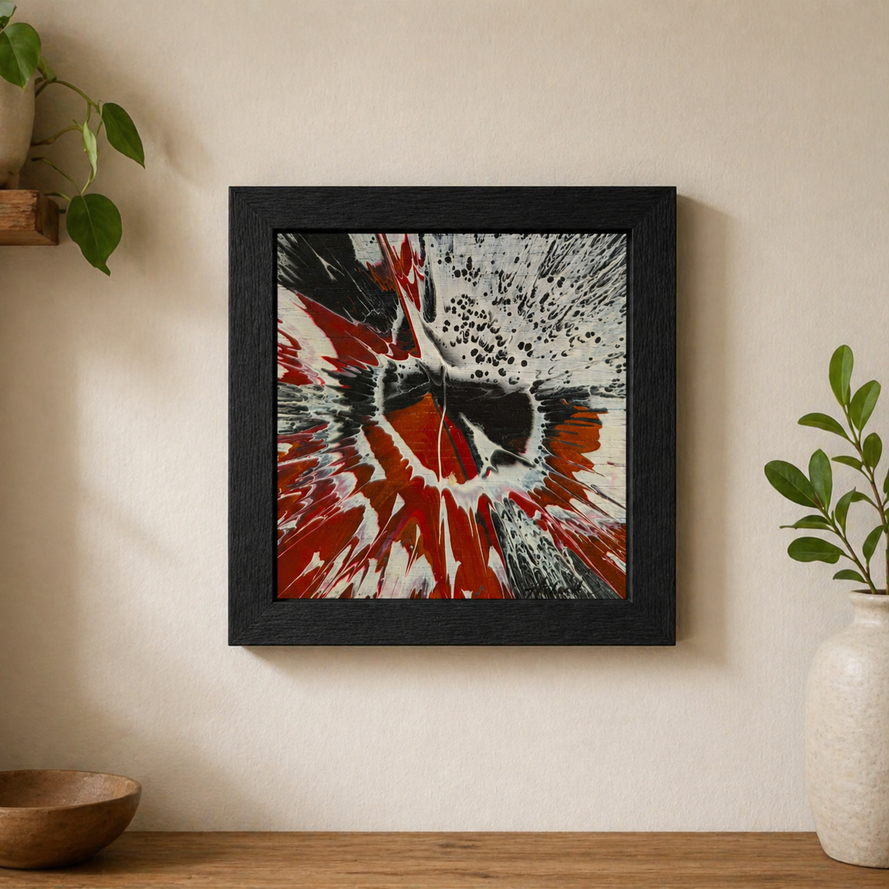 Magma Flare - 6"x6" - Velocity Spin Art Series - Original Painting - Framed - Image 3