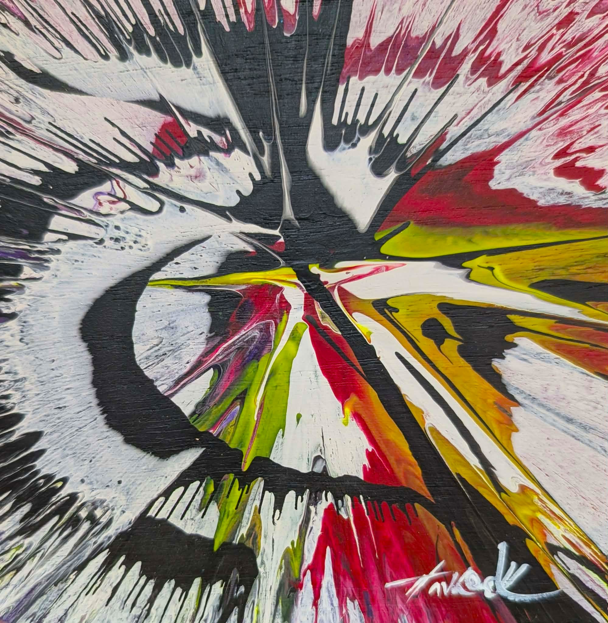 Bauhaus Beatdown - 6"x6" - Velocity Spin Art Series - Original Painting - Framed - Image 2