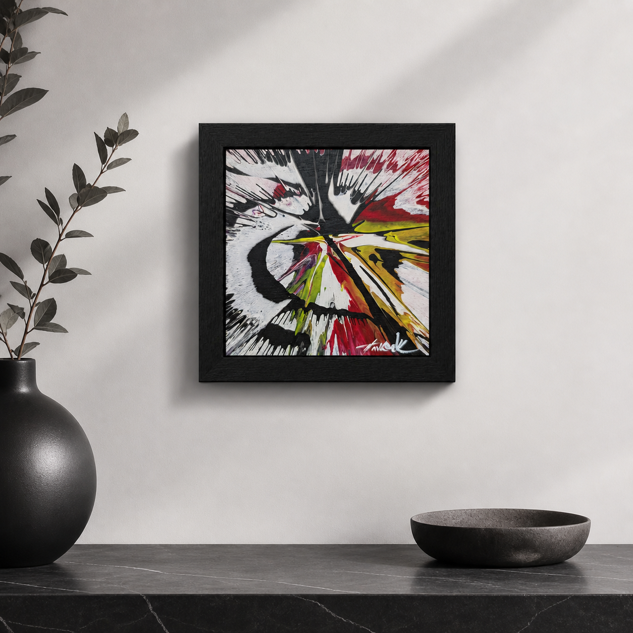 Bauhaus Beatdown - 6"x6" - Velocity Spin Art Series - Original Painting - Framed - Image 4