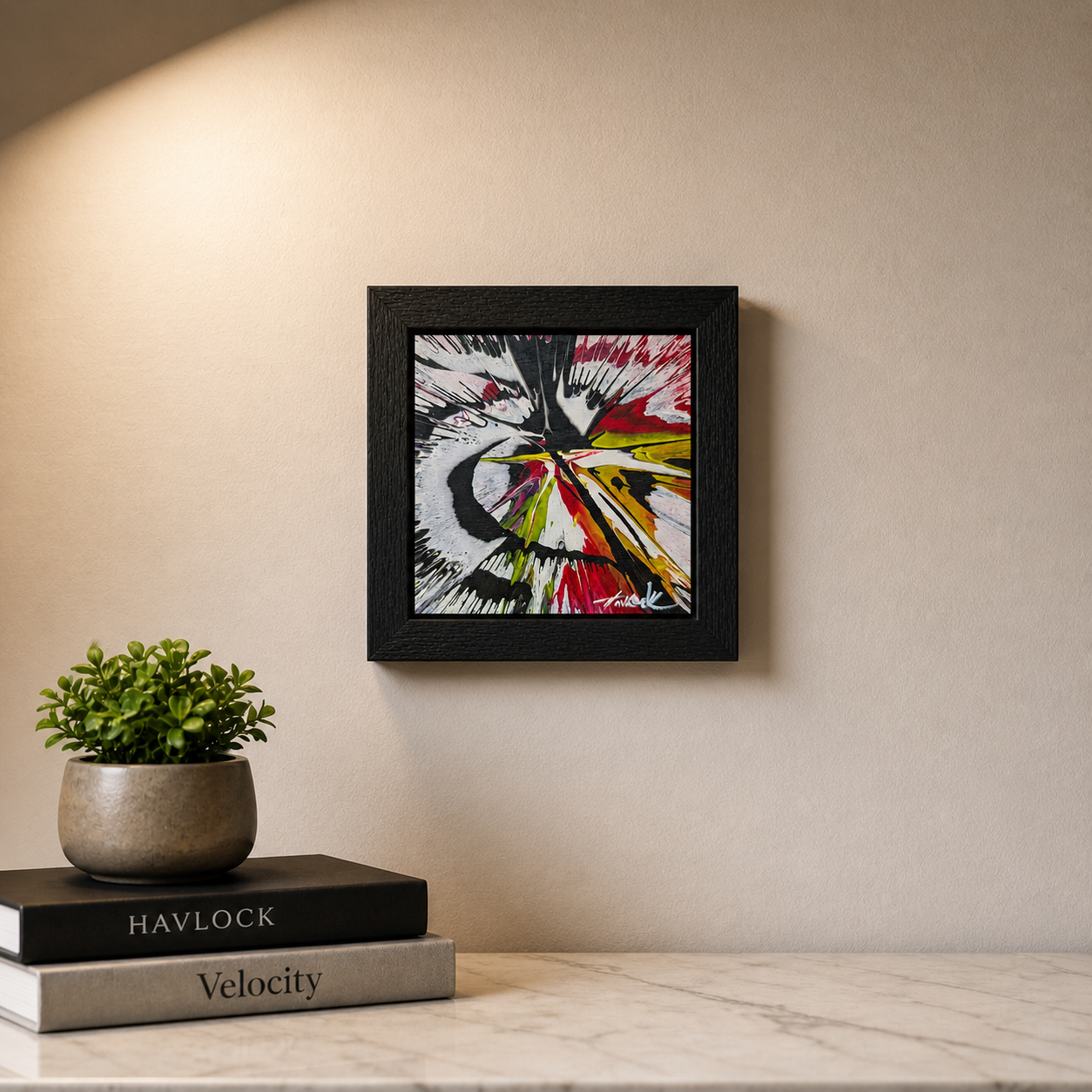 Bauhaus Beatdown - 6"x6" - Velocity Spin Art Series - Original Painting - Framed - Image 3
